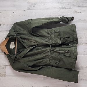 Sky and Sparrow army green utility jacket hood zipup drawstring waist Size XS